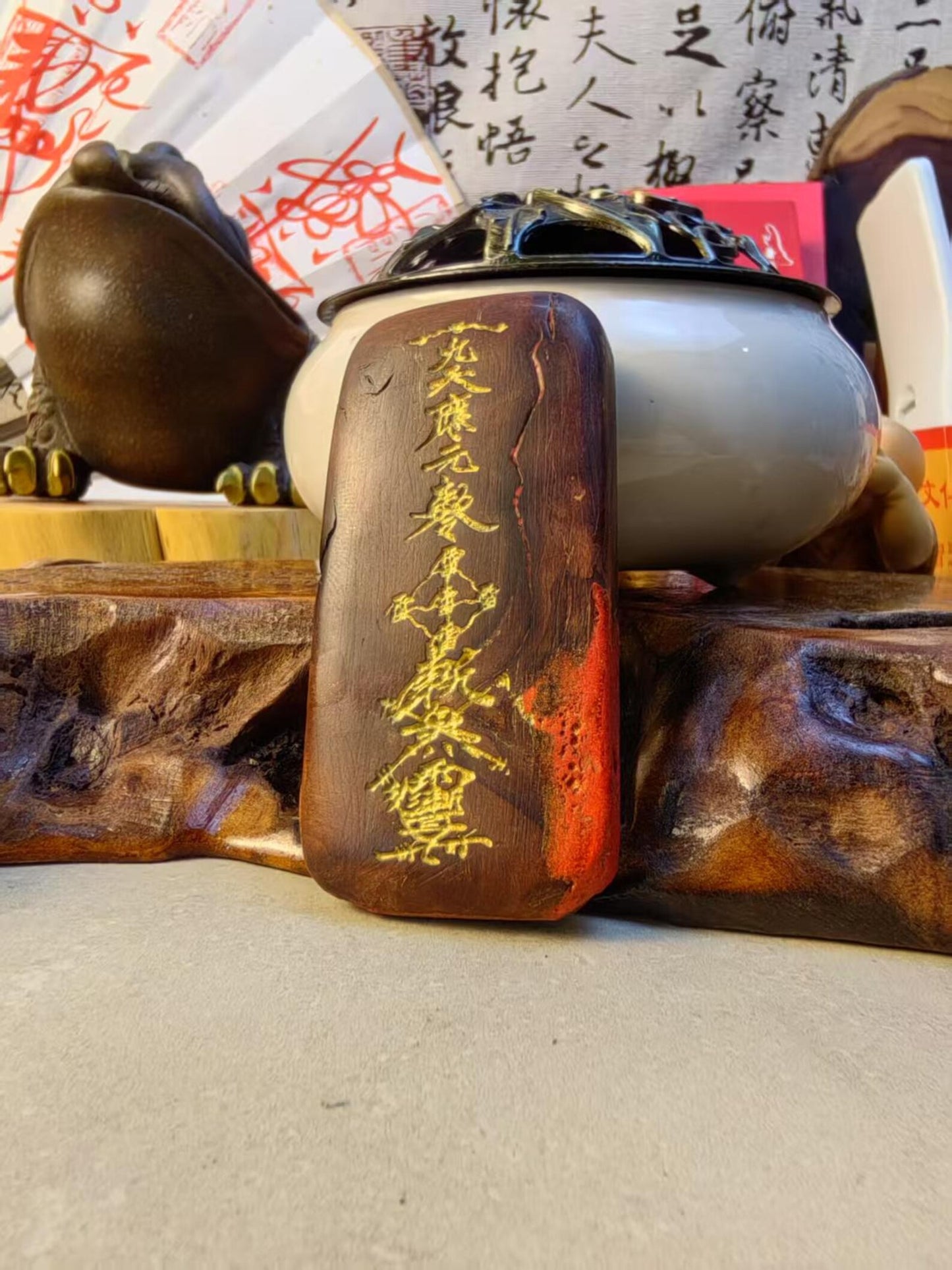 Handcrafted Thunder-Struck Wood Five Thunder Talisman Pendant | Authentic Taoist Protection Amulet Gift | Home Guardian Evil Ward