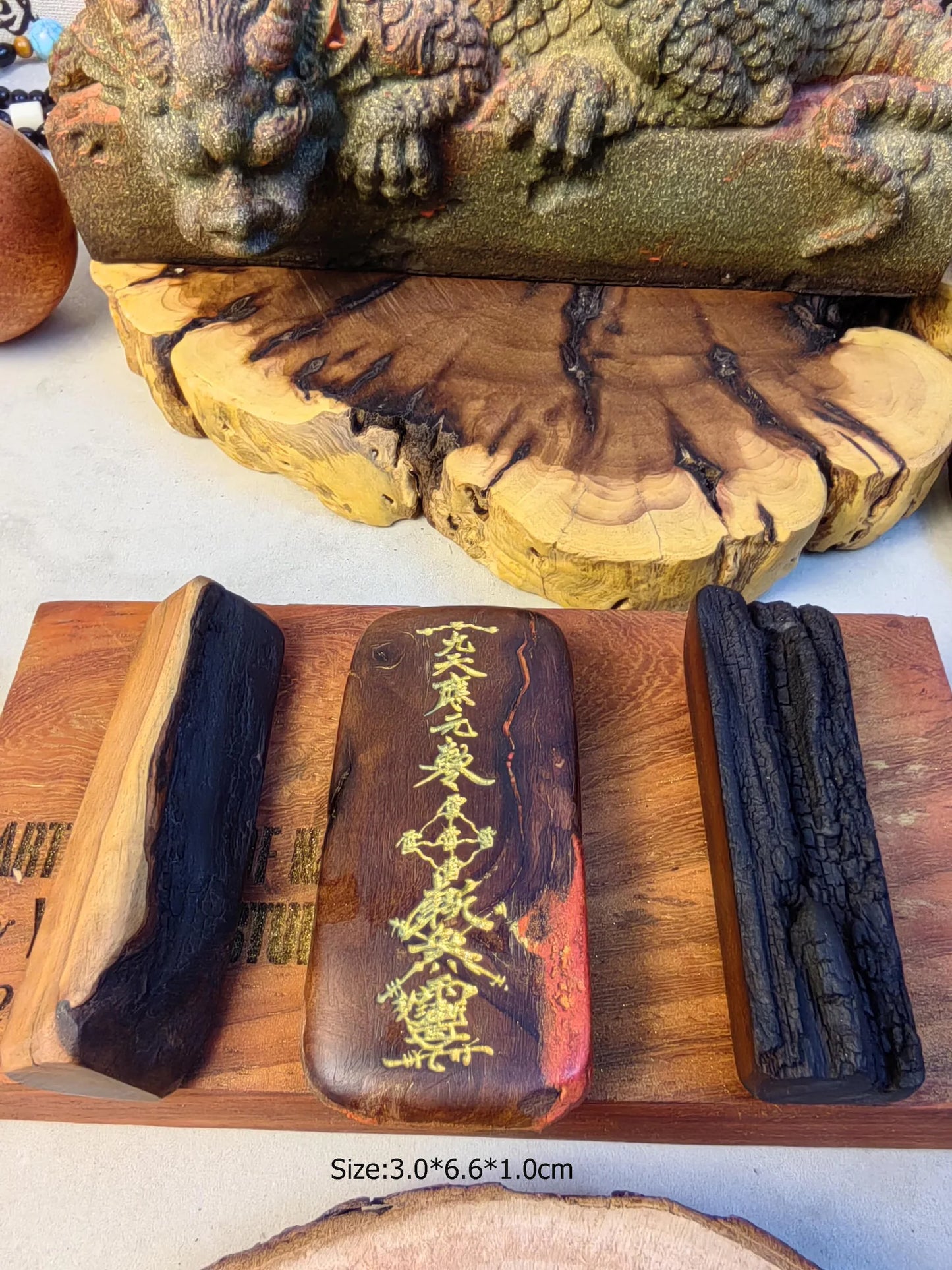 Handcrafted Thunder-Struck Wood Five Thunder Talisman Pendant | Authentic Taoist Protection Amulet Gift | Home Guardian Evil Ward