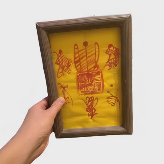 Handcrafted Taoist Talisman Frame Set, Feng Shui Wealth Attraction, Evil Protection Success Enhancing Symbols, Chinese Desk Display