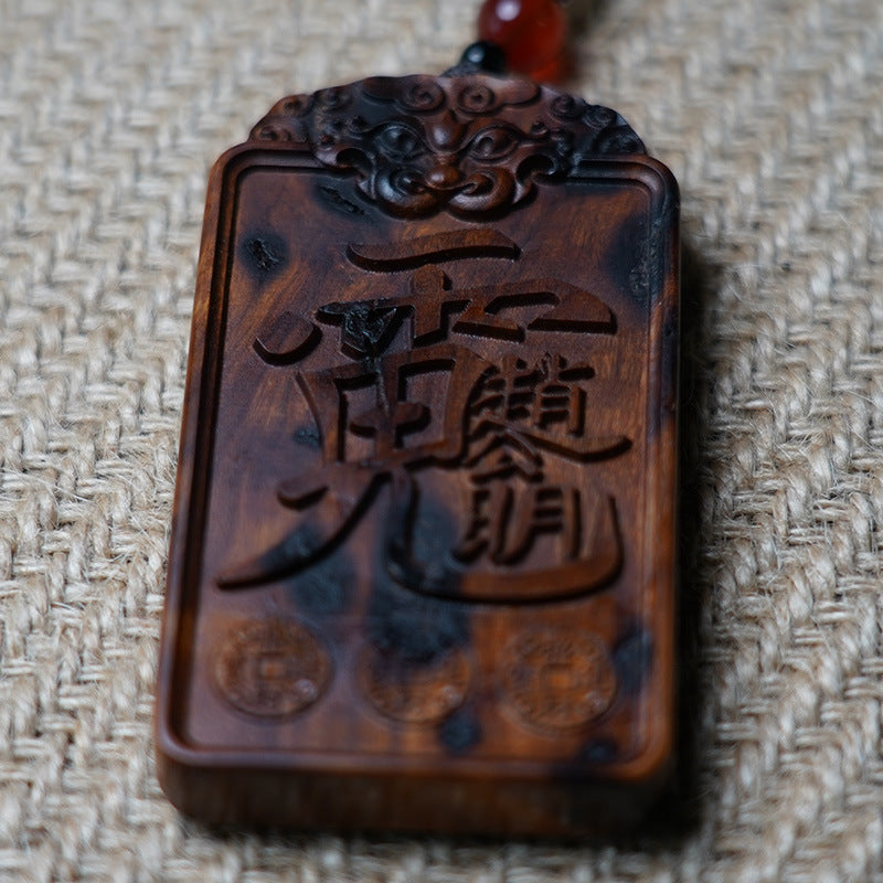 Handcrafted Thunderstruck Jujube Wood Zhao Gong Ming Amulet - Ancient Taoist Talisman for Prosperity, Protection & Home Blessing - Guardian Deity