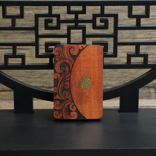 雷击枣木镶嵌福字挂件吊坠道家法器随身配饰老料深色精雕手工打磨