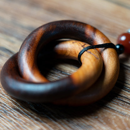 Handcrafted Lightning Struck Jujube Wood Qiankun Circle with Dipper Stars, Powerful Taoist Amulet for Protection, Blessing Feng Shui Gift