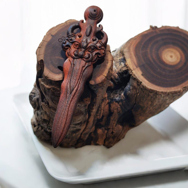 Hand-Carved Thunder-Struck Peach Wood Sword, Daoist Spiritual Gift for Home Protection & Blessings