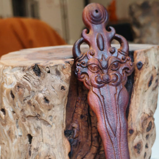 Hand-Carved Thunder-Struck Peach Wood Sword, Daoist Spiritual Gift for Home Protection & Blessings