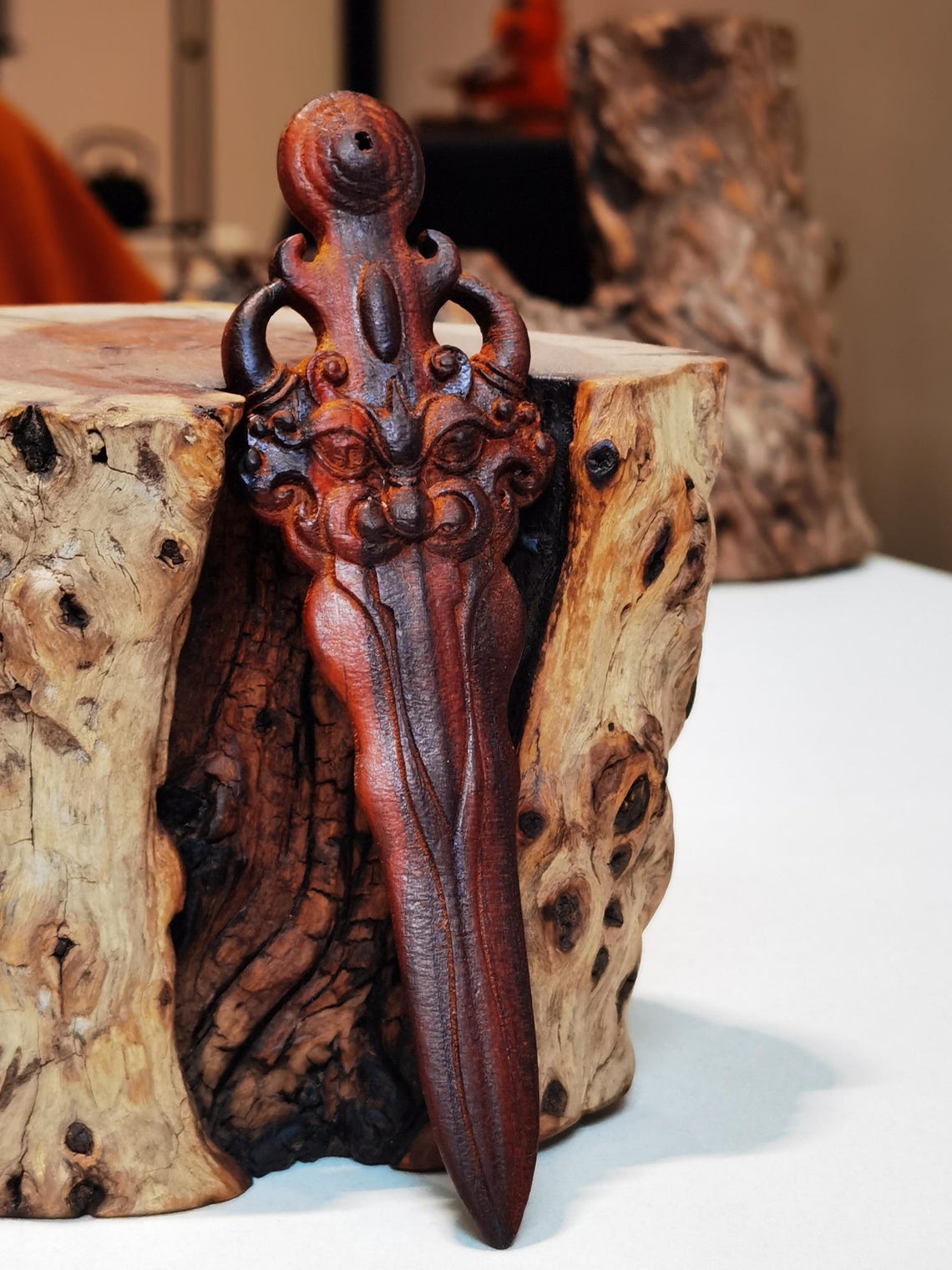 Hand-Carved Thunder-Struck Peach Wood Sword, Daoist Spiritual Gift for Home Protection & Blessings