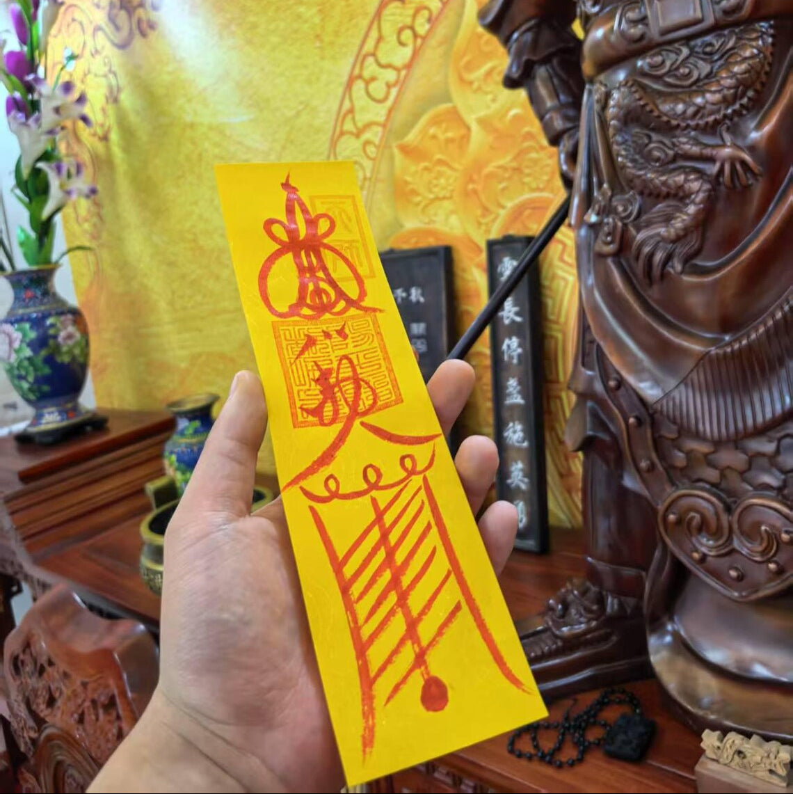 Handmade Taoist Auspicious Talisman - Blessing for Safety, Good Fortune & Home Protection