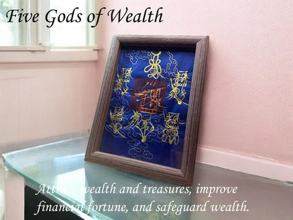 Handcrafted Taoist Talisman Frame Set, Feng Shui Wealth Attraction, Evil Protection Success Enhancing Symbols, Chinese Desk Display