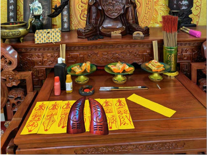 Handcrafted Taoist Divination Holy Cups - Ancient Lightning-Struck Jujube Wood Fortune Telling Tools - Spiritual Protection，Home Blessing