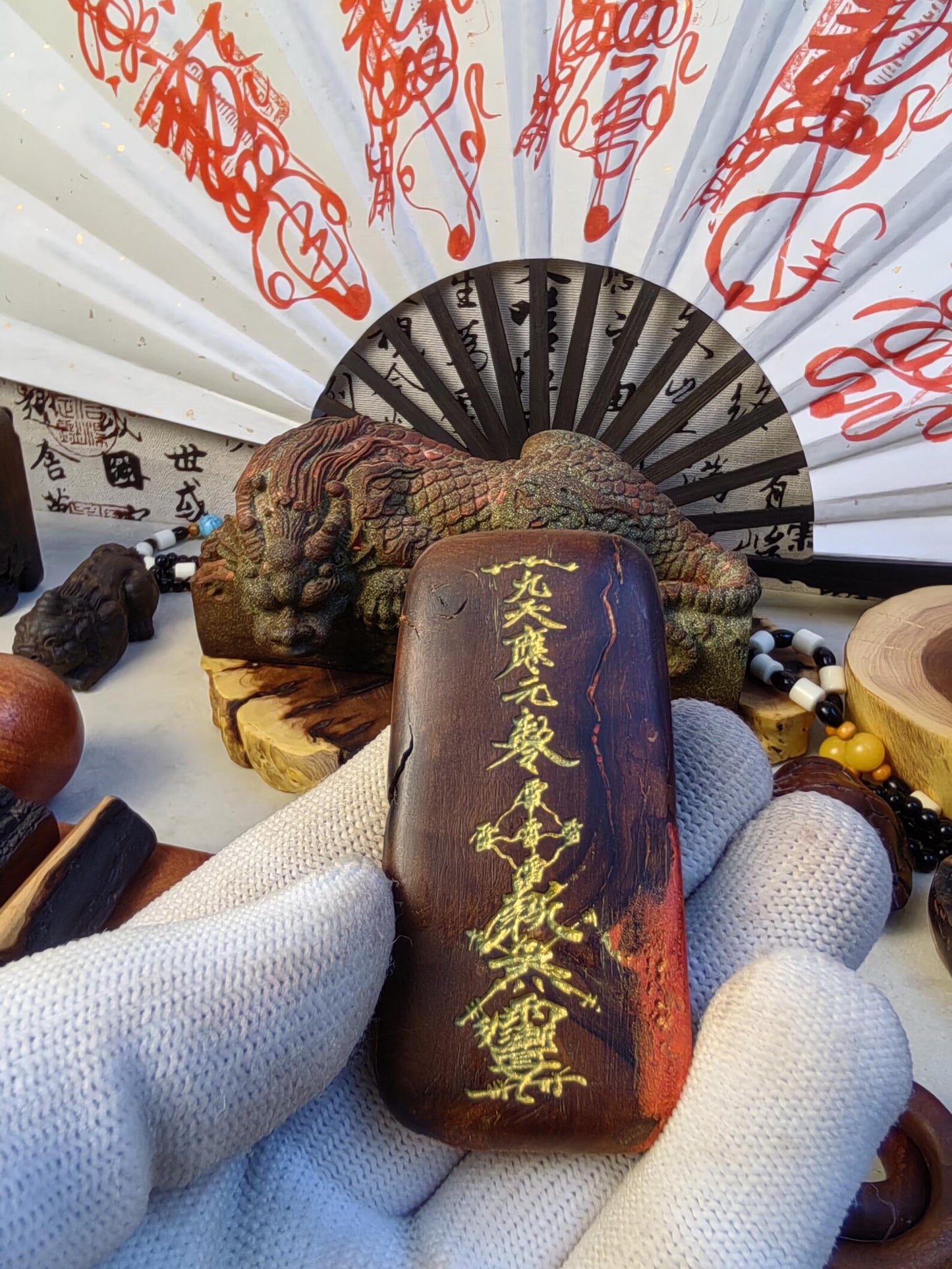Handcrafted Thunder-Struck Wood Five Thunder Talisman Pendant | Authentic Taoist Protection Amulet Gift | Home Guardian Evil Ward
